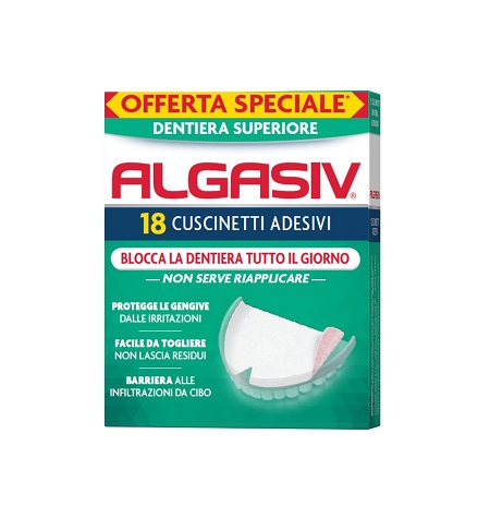 ALGASIV ADESIVO PER PROTESI DENTARIA SUPERIORE 15 PEZZI OFFERTA SPECIALE + 3 PEZZI - Farmacia Puddu Baire S.r.l.