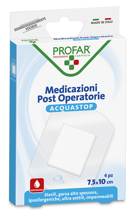 ACQUASTOP MEDICAZIONE POST OPERATORIA 7,5X10 CM PROFAR MED 4 PEZZI - Farmacia Puddu Baire S.r.l.