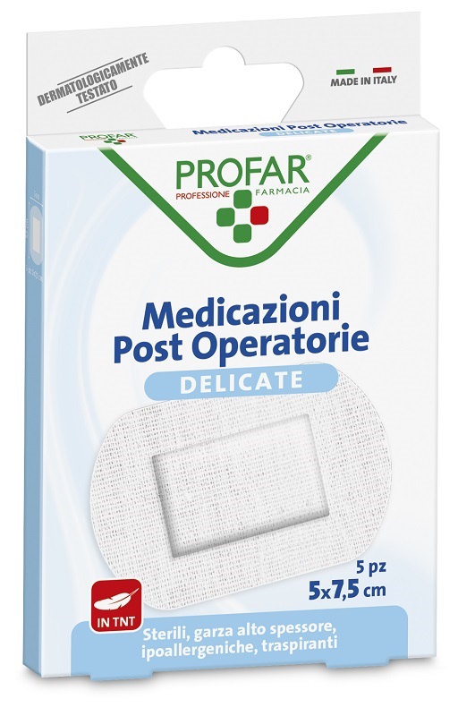 MEDICAZIONE POST OPERATORIA STERILE GARZA ANTIADERENTE 5X7,5 CM 5 PEZZI PROFAR - Farmacia Puddu Baire S.r.l.