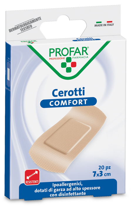 CEROTTO COMFORT GRANDE 7X3 CM 20 PEZZI PROFAR - Farmacia Puddu Baire S.r.l.