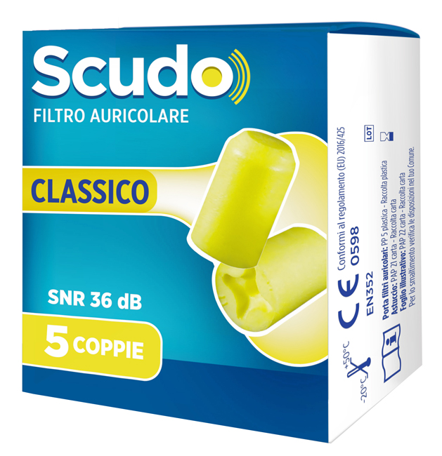 SCUDO FILTRO AURICOLARE CLASSICO SNR 36 DB 7-12MM 5 PAIA - Farmacia Puddu Baire S.r.l.
