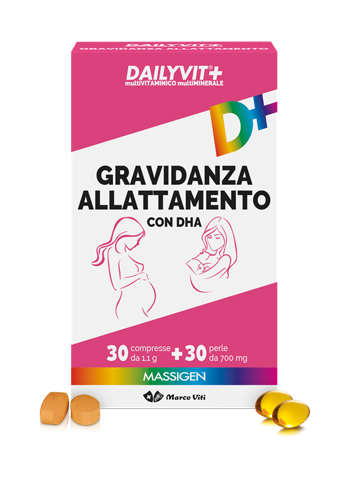DAILYVIT+ GRAVIDANZA ALLATTAMENTO CON DHA MULTIVITAMINICO E MULTIMINERALE 30 COMPRESSE + 30 PERLE - Farmacia Puddu Baire S.r.l.