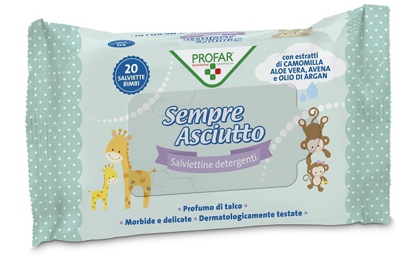 SALVIETTINE UMIDIFICATE SEMPRE ASCIUTTO 20 PEZZI PROFAR - Farmacia Puddu Baire S.r.l.