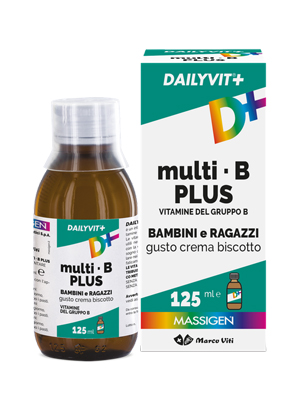 DAILYVIT+ MULTI B PLUS VITAMINE DEL GRUPPO B PER BAMBINI E RAGAZZI GUSTO CREMA BISCOTTO 125 ML - Farmacia Puddu Baire S.r.l.