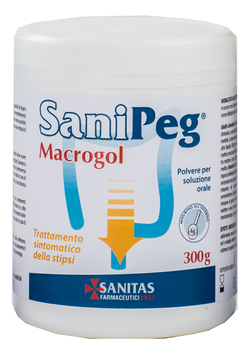 SANIPEG MACROGOL POLVERE PER SOLUZIONE ORALE BARATTOLO 300 G - Farmacia Puddu Baire S.r.l.