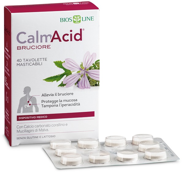 BIOSLINE CALMACID BRUCIORE 40 TAVOLETTE MASTICABILI - Farmacia Puddu Baire S.r.l.