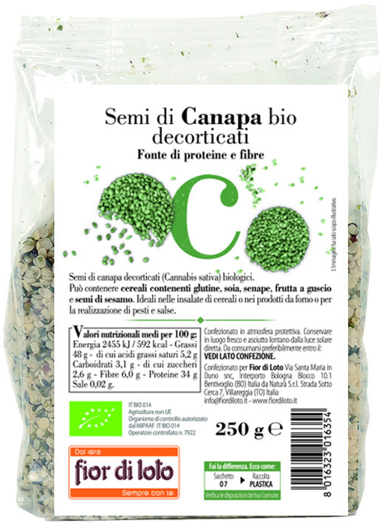 SEMI CANAPA DECORTICATA BIO 250 G - Farmacia Puddu Baire S.r.l.