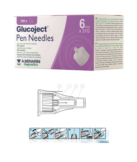 AGO PER PENNA DA INSULINA GLUCOJECT LUNGHEZZA 6 MM GAUGE 31 100 PEZZI - Farmacia Puddu Baire S.r.l.