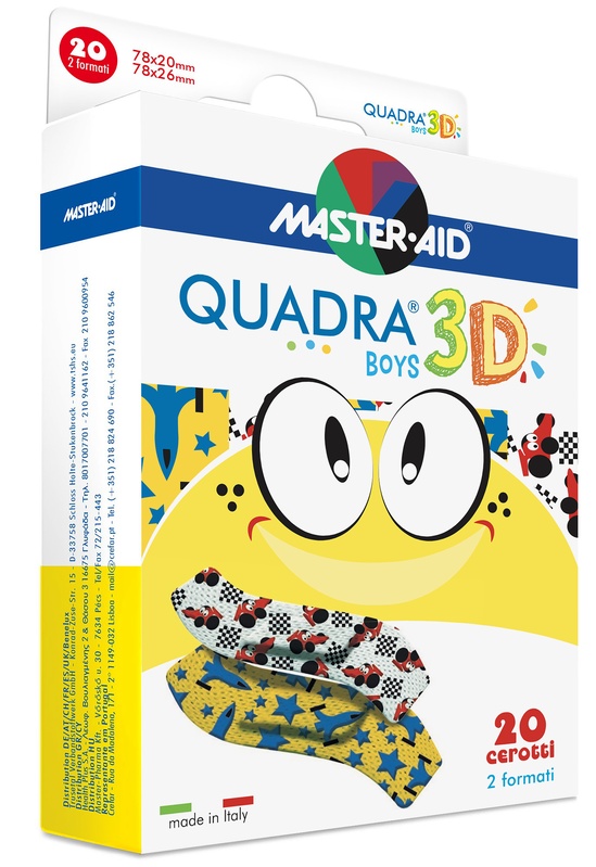 CEROTTO MASTER-AID QUADRA 3D BOYS 20 PEZZI ASSORTITI - Farmacia Puddu Baire S.r.l.