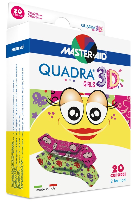 CEROTTO MASTER-AID QUADRA 3D GIRLS 20 PEZZI ASSORTITI - Farmacia Puddu Baire S.r.l.