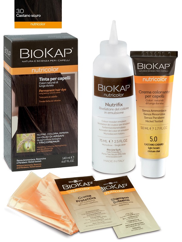 BIOKAP NUTRICOLOR 3,0 NEW CASTANO SCURO TINTA TUBO + FLACONE - Farmacia Puddu Baire S.r.l.