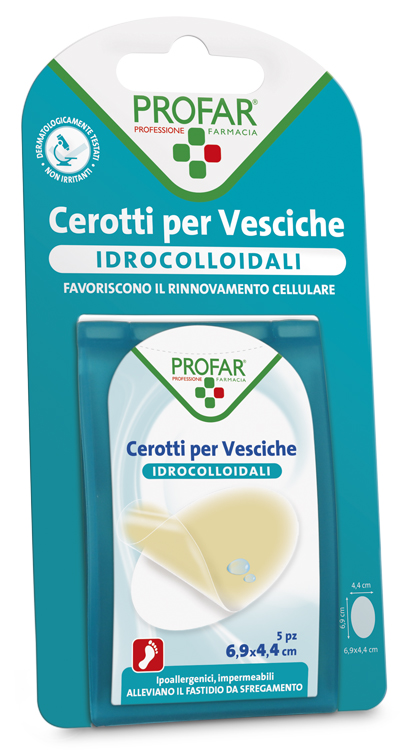 CEROTTO VESCICHE IDROCOLLOIDALE PROFAR 6,9X4,4 5 PEZZI - Farmacia Puddu Baire S.r.l.