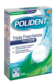 POLIDENT TRIPLA FRESCHEZZA 66 COMPRESSE - Farmacia Puddu Baire S.r.l.