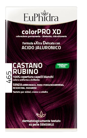EUPHIDRA COLORPRO XD 465 CAST RUBINO GEL COLORANTE CAPELLI IN FLACONE + ATTIVANTE + BALSAMO + GUANTI - Farmacia Puddu Baire S.r.l.