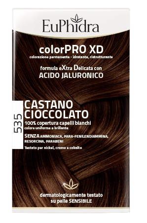 EUPHIDRA COLORPRO XD 535 CASTANO CIOCCOLATO GEL COLORANTE CAPELLI IN FLACONE + ATTIVANTE + BALSAMO + GUANTI - Farmacia Puddu Baire S.r.l.