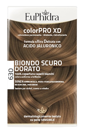 EUPHIDRA COLORPRO XD 630 BIONDO SCURO DORATO GEL COLORANTE CAPELLI IN FLACONE + ATTIVANTE + BALSAMO + GUANTI - Farmacia Puddu Baire S.r.l.