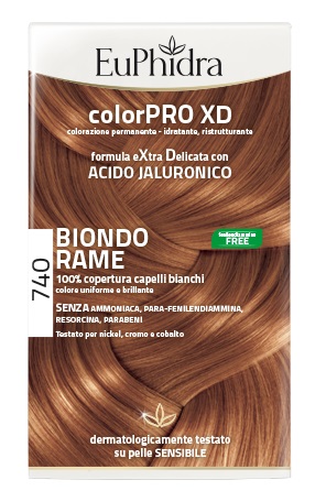 EUPHIDRA COLORPRO XD 740 BIONDO RAME GEL COLORANTE CAPELLI IN FLACONE + ATTIVANTE + BALSAMO + GUANTI - Farmacia Puddu Baire S.r.l.