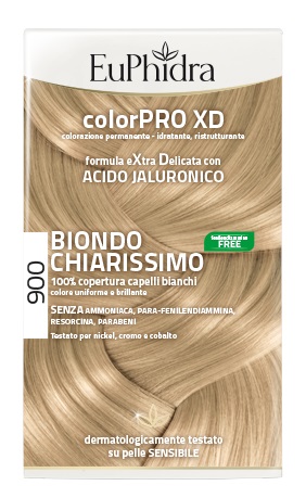 EUPHIDRA COLORPRO XD 900 BIONDO CHIARISSIMO GEL COLORANTE CAPELLI IN FLACONE + ATTIVANTE + BALSAMO + GUANTI - Farmacia Puddu Baire S.r.l.