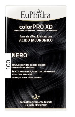 EUPHIDRA COLORPRO XD 100 NERO GEL COLORANTE CAPELLI IN FLACONE + ATTIVANTE + BALSAMO + GUANTI - Farmacia Puddu Baire S.r.l.