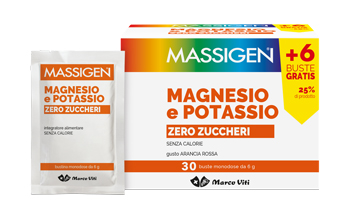 MASSIGEN MAGNESIO E POTASSIO ZERO ZUCCHERI 24 BUSTINE + 6 GRATIS - Farmacia Puddu Baire S.r.l.