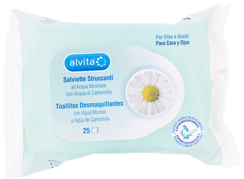 ALVITA SALVIETTINE STRUCCANTI ACQUA MICELLARE 25 PEZZI - Farmacia Puddu Baire S.r.l.