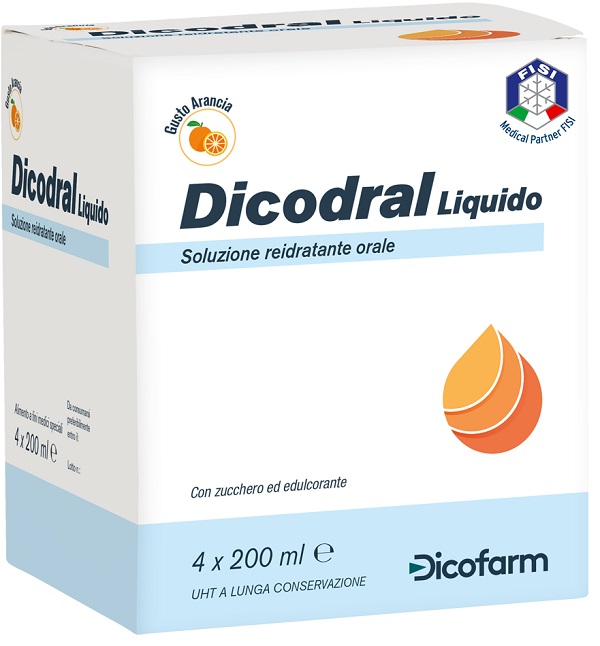 DICODRAL LIQUIDO SOLUZIONE REIDRATANTE ORALE 4 X 200 ML - Farmacia Puddu Baire S.r.l.