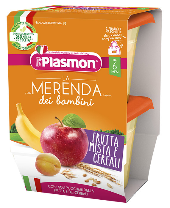 PLASMON LA MERENDA DEI BAMBINI MERENDE FRUTTA CEREALI ASETTICO 2 X 120 G - Farmacia Puddu Baire S.r.l.