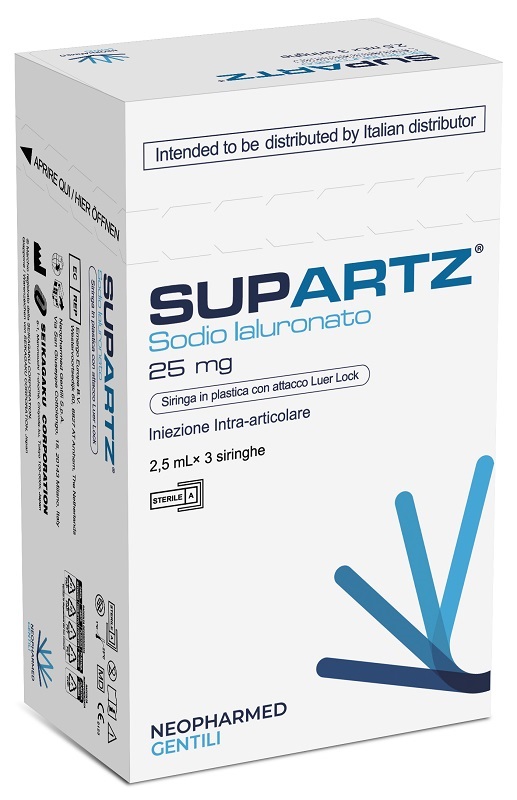 SIRINGA PRERIEMPITA INTRA-ARTICOLARE SUPARTZ ACIDO IALURONICO 25 MG 2,5 ML 3 PEZZI - Farmacia Puddu Baire S.r.l.