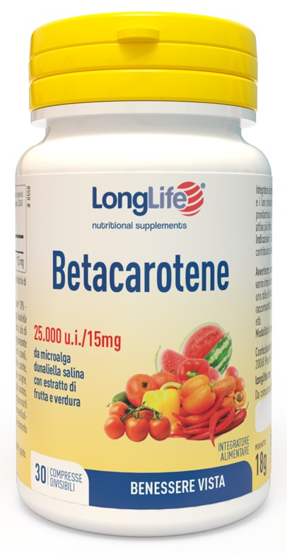 LONGLIFE BETACAROTENE 25000 UI 30 COMPRESSE - Farmacia Puddu Baire S.r.l.