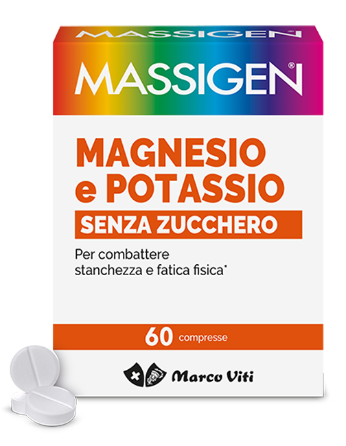 MASSIGEN MAGNESIO POTASSIO SENZA ZUCCHERI 60 COMPRESSE - Farmacia Puddu Baire S.r.l.