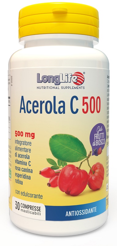 LONGLIFE ACEROLA C500 FRUTTI DI BOSCO 30 COMPRESSE MASTICABILI - Farmacia Puddu Baire S.r.l.