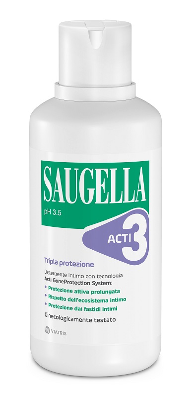SAUGELLA ACTI3 TRIPLA PROTEZIONE DETERGENTE INTIMO 500 ML - Farmacia Puddu Baire S.r.l.