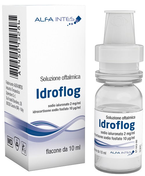 SOLUZIONE OFTALMICA IDROFLOG ACIDO IALURONATO 2 MG/ML E IDROCORTISONE SODIO FOSFATO 10 MCG/ML 10 ML - Farmacia Puddu Baire S.r.l.
