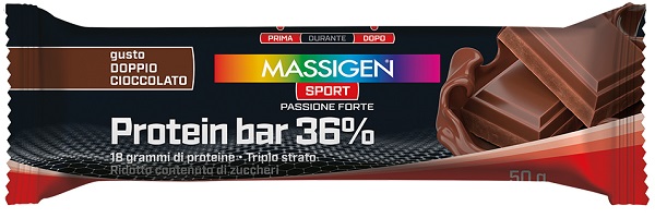 MASSIGEN SPORT PROTEIN BARRETTA 36% DOPPIO CIOCCOLATO 35 G - Farmacia Puddu Baire S.r.l.