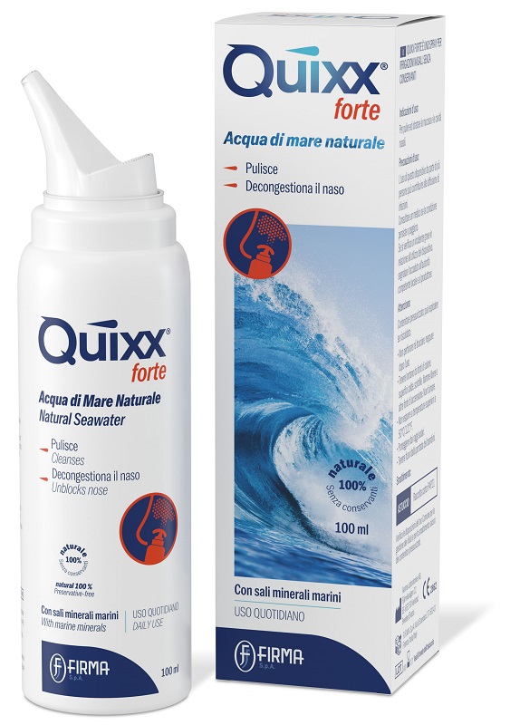 SOLUZIONE SPRAY PER IRRIGAZIONI NASALI QUIXX FORTE ACQUA MARINA IPERTONICA 100 ML - Farmacia Puddu Baire S.r.l.