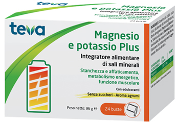 MAGNESIO POTASSIO PLUS TEVA 24 BUSTINE SENZA ZUCCHERI AROMA AGRUMI - Farmacia Puddu Baire S.r.l.