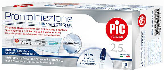 SIRINGA PIC SOLUTION PRONTO INIEZIONE 2,5 ML AGO GAUGE 23 1 1/4 10 PEZZI - Farmacia Puddu Baire S.r.l.