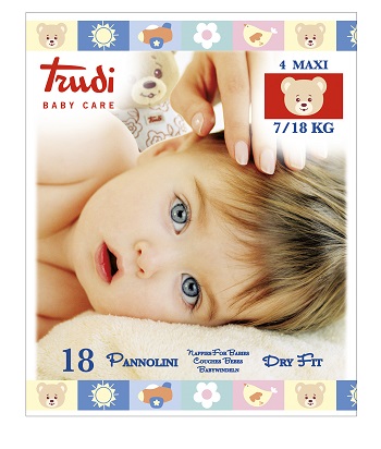 TRUDI BABY CARE PANNOLINO DRY FIT MAXI 7/18 KG 18 PEZZI - Farmacia Puddu Baire S.r.l.