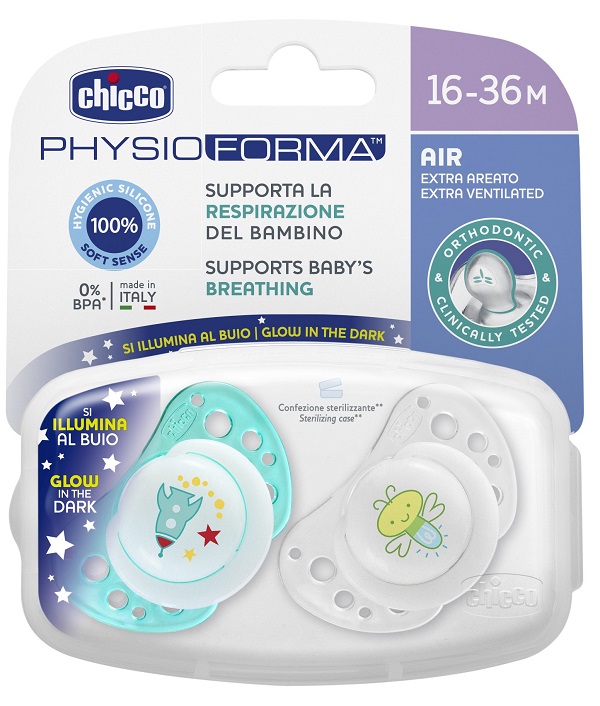 CHICCO SUCCHIETTO AIR LUMI IN SILICONE 16-36 MESI 2 PEZZI - Farmacia Puddu Baire S.r.l.