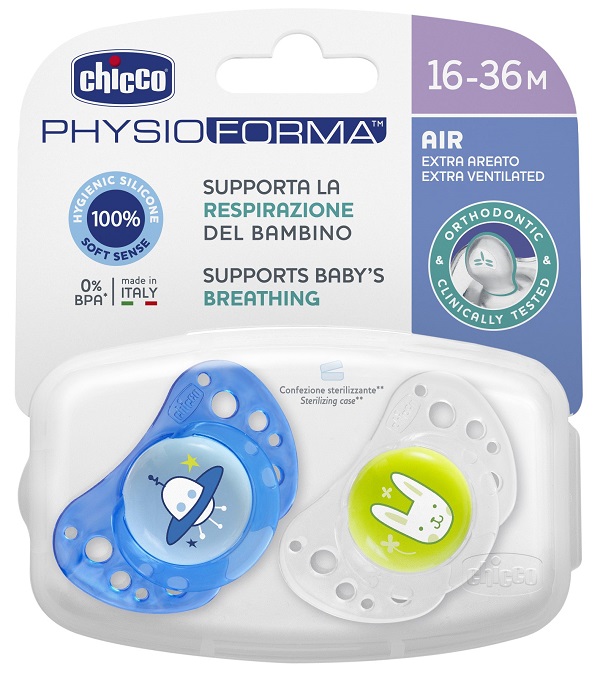 CHICCO SUCCHIETTO AIR BOY IN SILICONE 16-36 MESI 2 PEZZI - Farmacia Puddu Baire S.r.l.