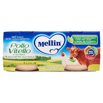 MELLIN OMOGENEIZZATO POLLO VITELLO CON VERDURE 2 X 80 G - Farmacia Puddu Baire S.r.l.