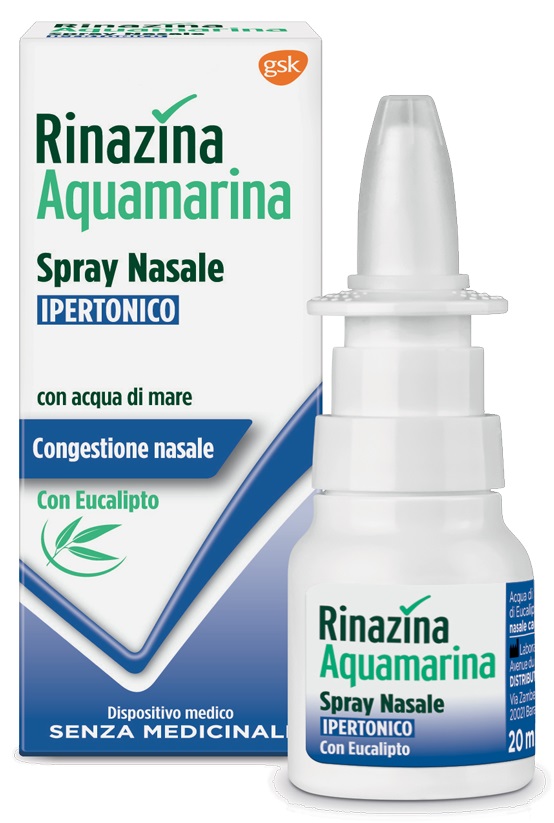 RINAZINA AQUAMARINA SPRAY NASALE IPERTONICO CON EUCALIPTO 20 ML - Farmacia Puddu Baire S.r.l.