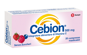 CEBION MASTICABILE SENZA ZUCCHERO VITAMINA C 500 MG 20 COMPRESSE - Farmacia Puddu Baire S.r.l.