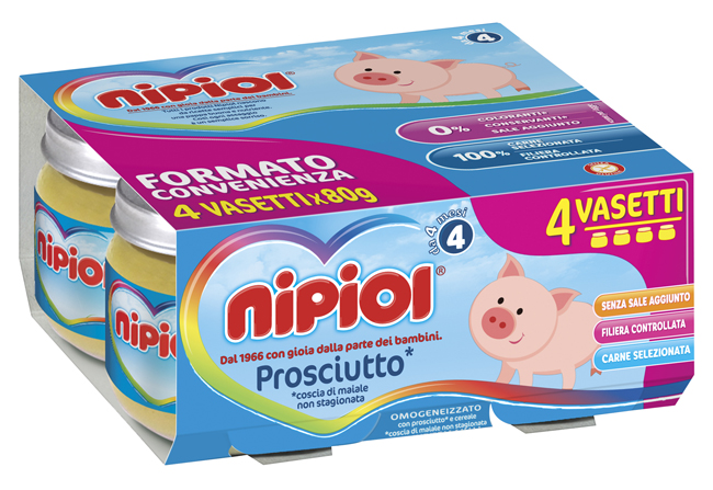 NIPIOL OMOGENEIZZATO PROSCIUTTO 4 X 80 G - Farmacia Puddu Baire S.r.l.