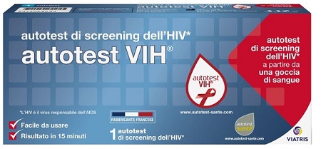 AUTOTEST VIH SCREENING DELL'HIV CONTIENE 1 AUTOTEST + SOLUZIONE + BISTURI + CEROTTO + GARZA + SALVIETTA DISINFETTANTE - Farmacia Puddu Baire S.r.l.