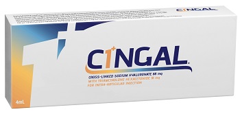 SIRINGA PRERIEMPITA INTRA ARTICOLARE CINGAL 4 ML 22MG/ML ACIDO RETICOLATO CON 4,5 MG/ML TRIAMCINOLONE ESACETONIDE - Farmacia Puddu Baire S.r.l.