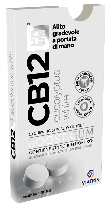CB12 BOOST EUCALYPTUS WHITE 10 CHEWING GUM - Farmacia Puddu Baire S.r.l.