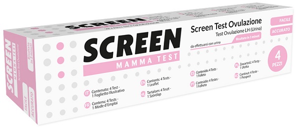 TEST RAPIDO CHE RILEVA TRAMITE URINA L'ORMONE LH INDIVIDUANDO IL PERIODO DI OVULAZIONE 4 PEZZI SCREEN MAMMA TEST OVULAZIONE - Farmacia Puddu Baire S.r.l.