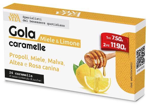 SANAVITA GOLA MIELE & LIMONE 24 CARAMELLE - Farmacia Puddu Baire S.r.l.