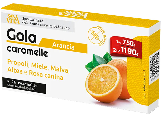 SANAVITA GOLA ARANCIA 24 COMPRESSE - Farmacia Puddu Baire S.r.l.